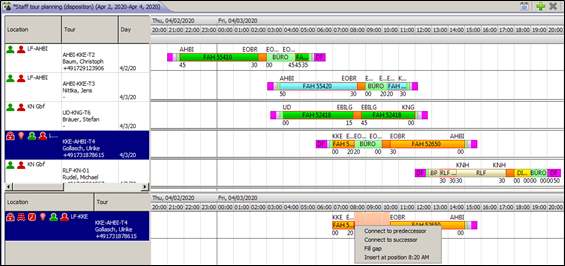 Example of shift planning in zedas®cargo