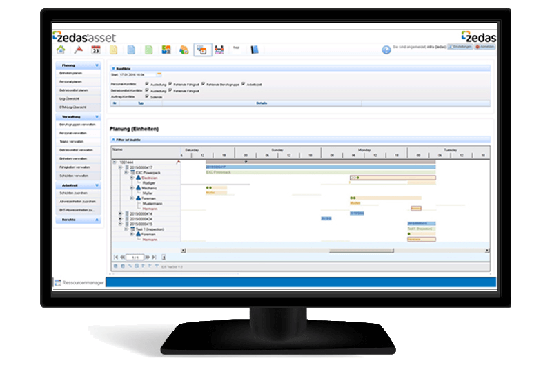 Dashboard for planning personnel, material and tasks